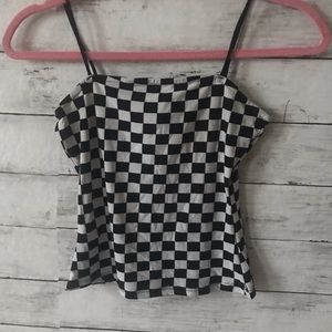 Checkered Polyester and spandex tank top